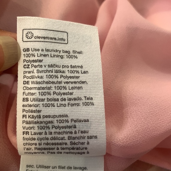 & Other Stories Floral Linen Dress Pink 6 Puff Sleeve Smock Peasant Romantic - Picture 11 of 17